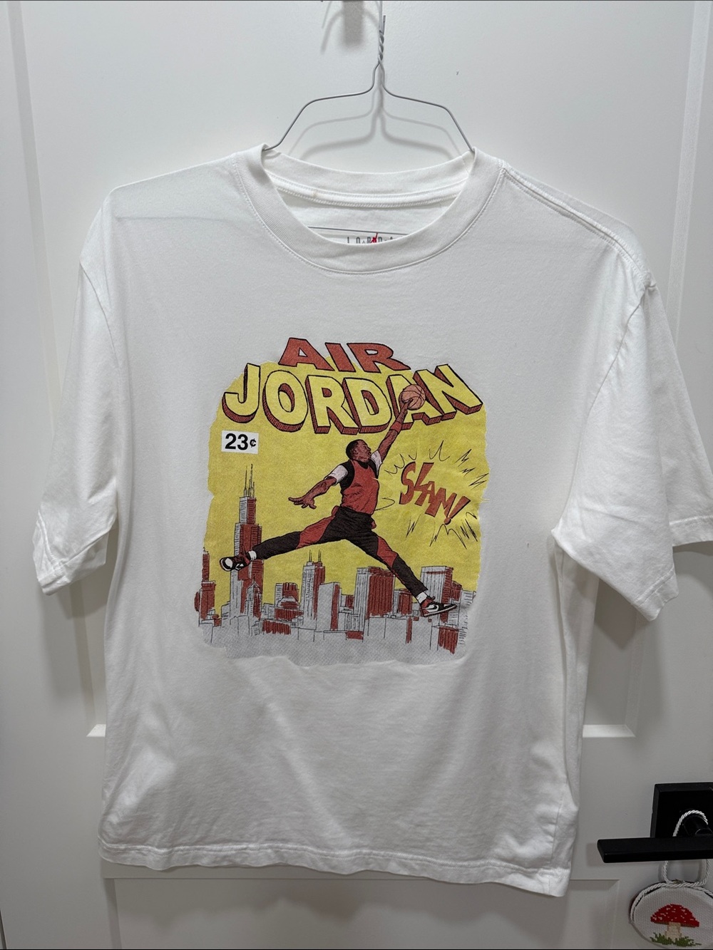 Air Jordan White Tee with Red Jumpman Logo